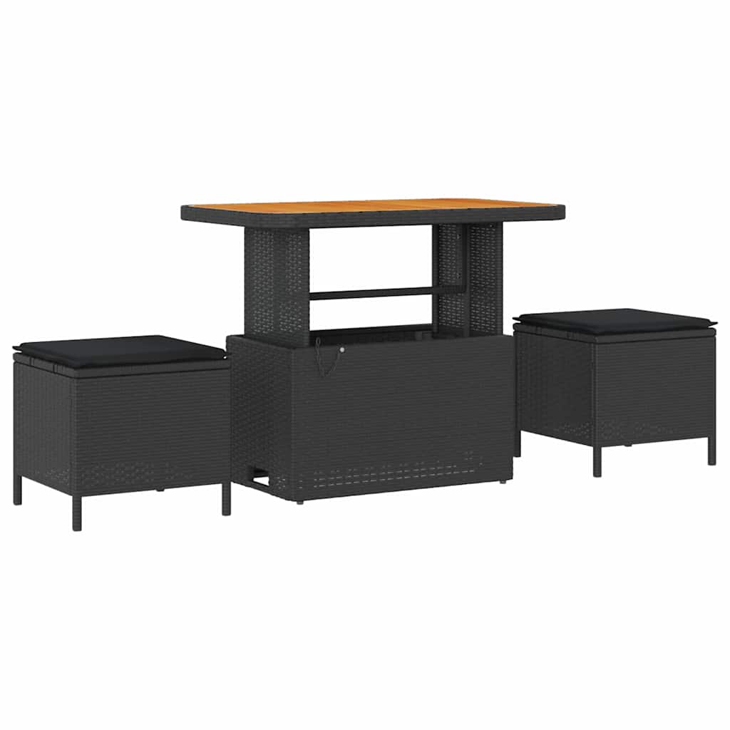 Tuinbankenset met kussen 8 pcs Zwart poly rattan is nu te koop bij PeponiXL, paradijselijk wonen!