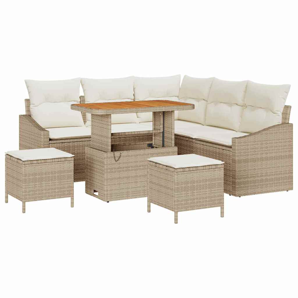 Tuinbankenset met kussen 8 pcs Beige poly rattan is nu te koop bij PeponiXL, paradijselijk wonen!