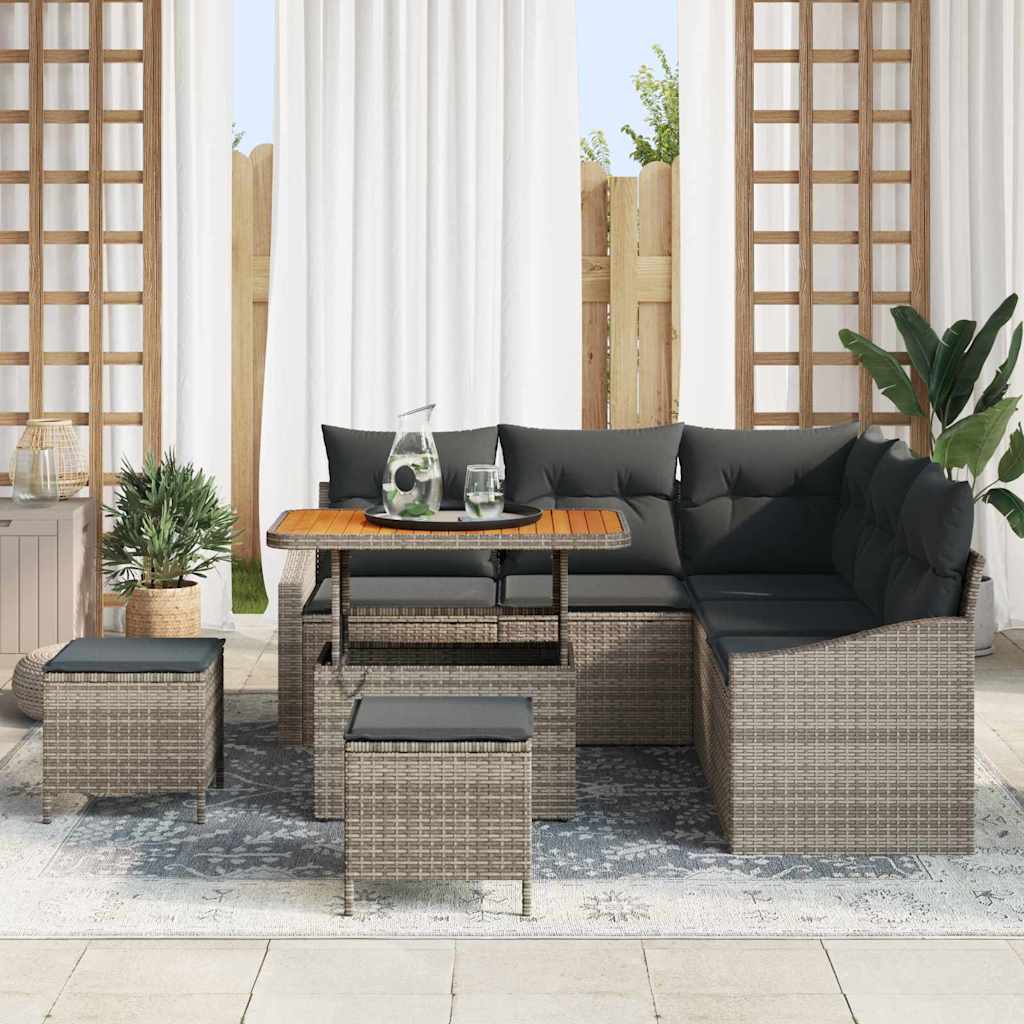Tuinbankenset met kussen 8 pcs Grijs poly rattan is nu te koop bij PeponiXL, paradijselijk wonen!