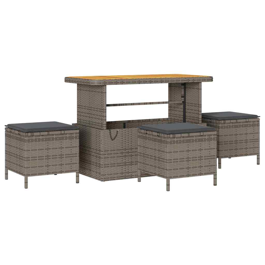 Tuinbankenset met kussen 10 pcs Grijs poly rattan is nu te koop bij PeponiXL, paradijselijk wonen!