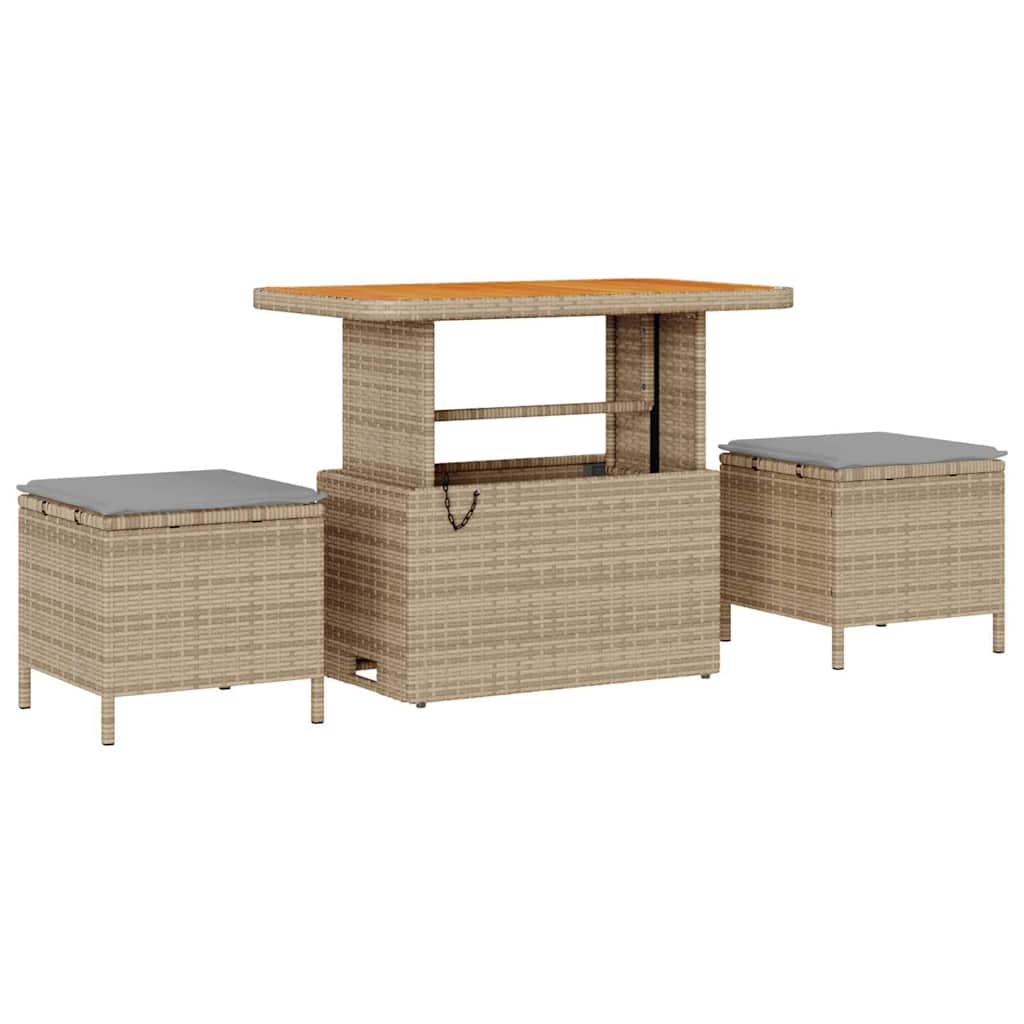 Tuinbankenset met kussen 10 pcs Beige poly rattan is nu te koop bij PeponiXL, paradijselijk wonen!
