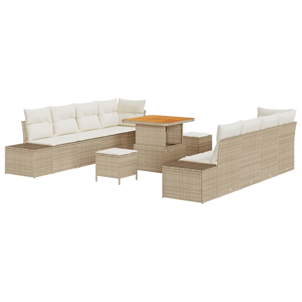 Tuinbankenset met kussen 11 pcs Beige poly rattan is nu te koop bij PeponiXL, paradijselijk wonen!