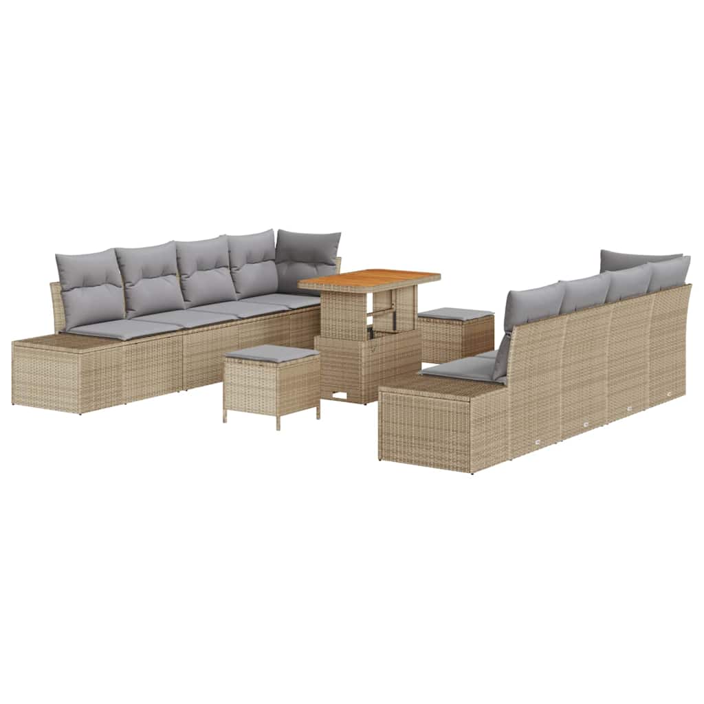 Tuinbankenset met kussen 11 pcs Beige poly rattan is nu te koop bij PeponiXL, paradijselijk wonen!