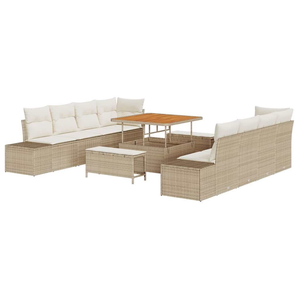 Tuinbankenset met kussen 11 pcs Beige poly rattan is nu te koop bij PeponiXL, paradijselijk wonen!