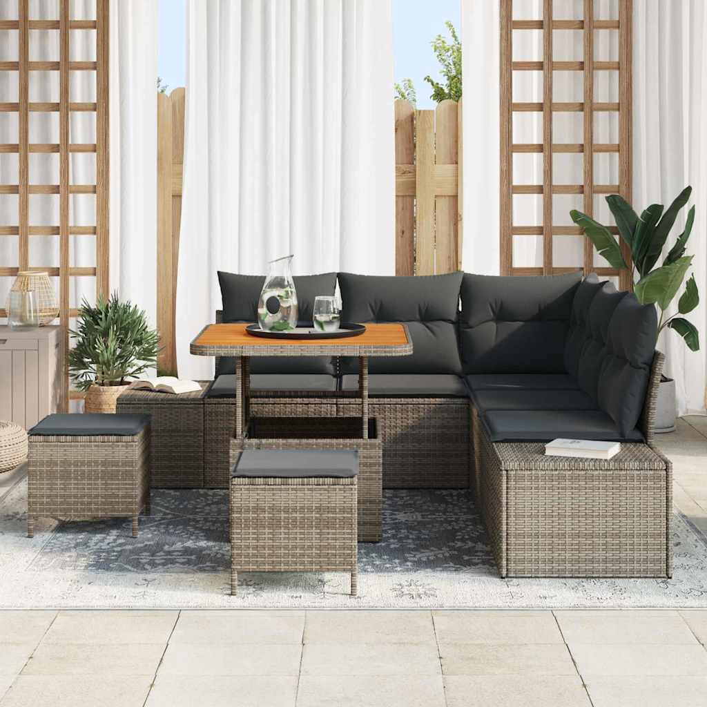 Tuinbankenset met kussen 8 pcs Grijs poly rattan is nu te koop bij PeponiXL, paradijselijk wonen!