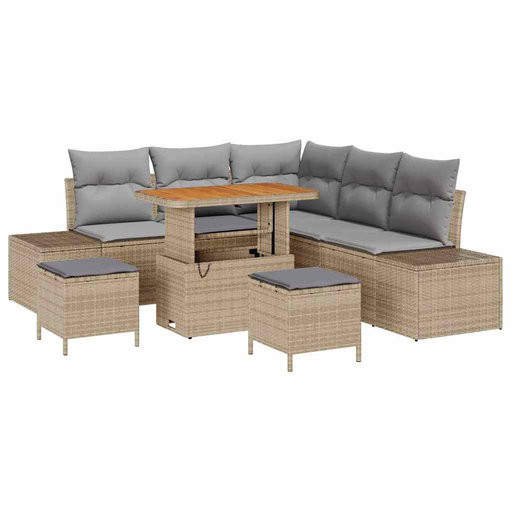 Tuinbankenset met kussen 8 pcs Beige poly rattan is nu te koop bij PeponiXL, paradijselijk wonen!