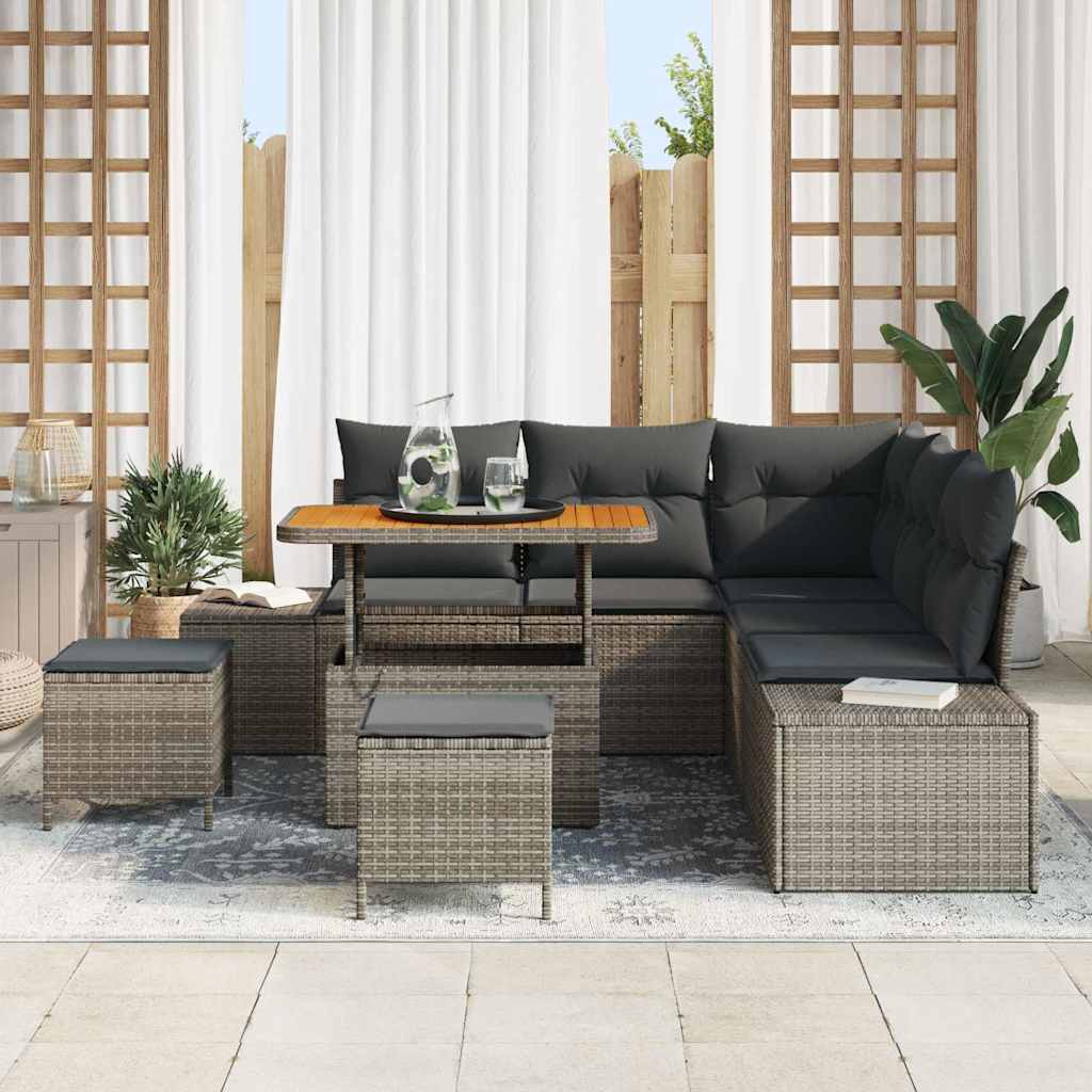 Tuinbankenset met kussen 8 pcs Grijs poly rattan is nu te koop bij PeponiXL, paradijselijk wonen!
