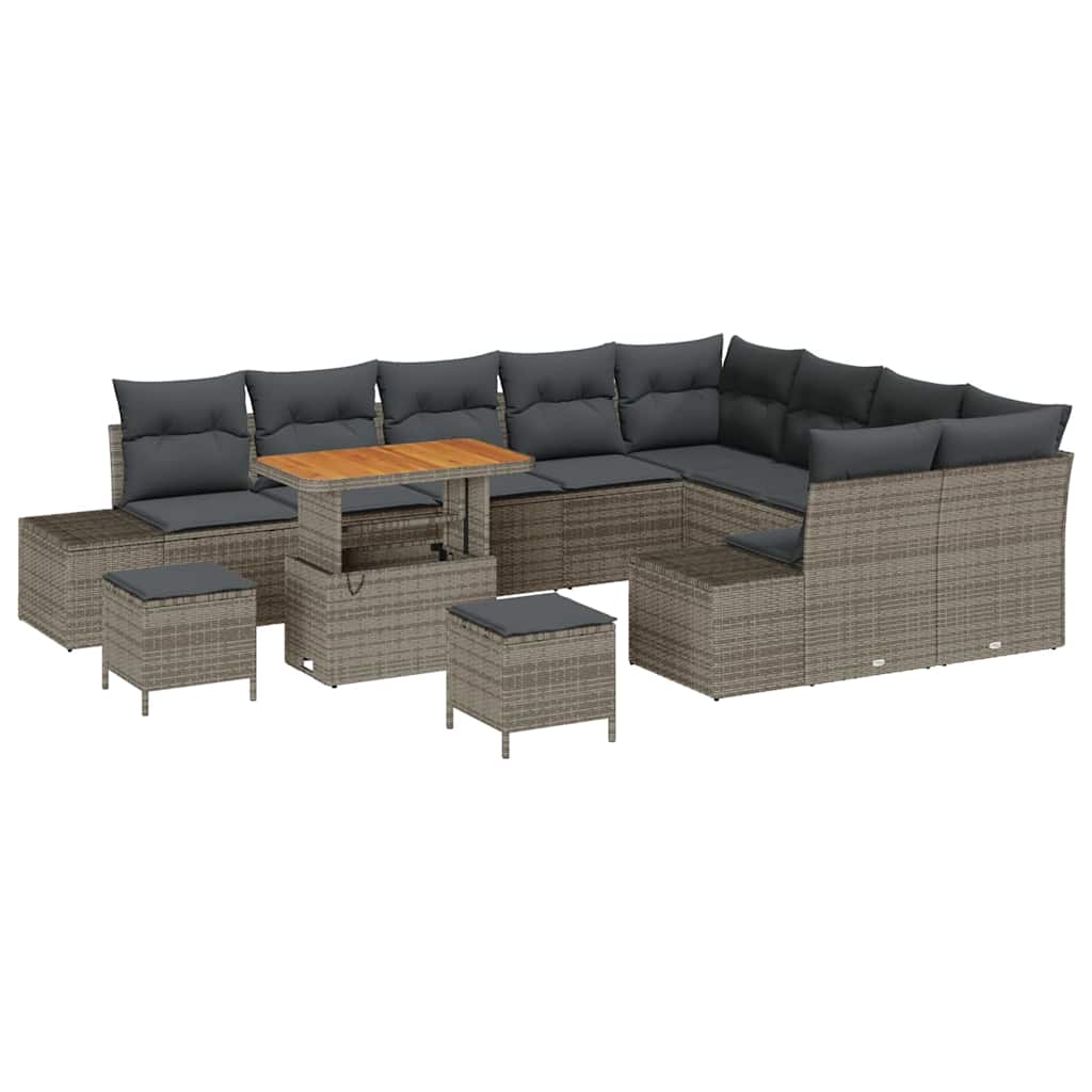 Tuinbankenset met kussen 12 pcs Grijs poly rattan is nu te koop bij PeponiXL, paradijselijk wonen!