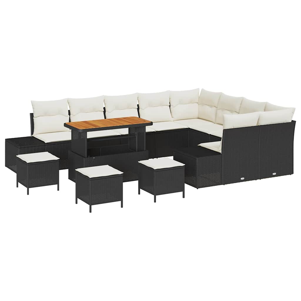 Tuinbankenset met kussen 13 pcs Zwart poly rattan is nu te koop bij PeponiXL, paradijselijk wonen!
