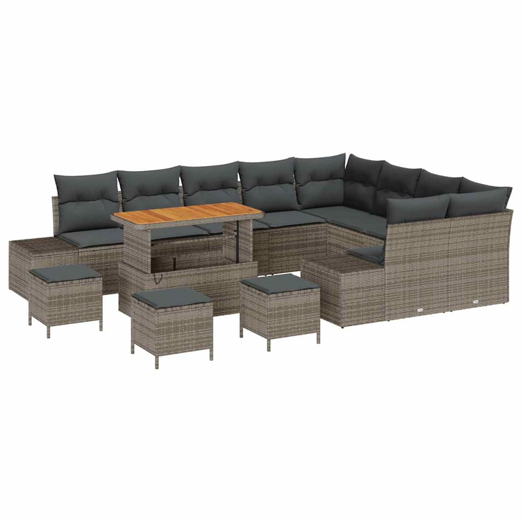 Tuinbankenset met kussen 13 pcs Grijs poly rattan is nu te koop bij PeponiXL, paradijselijk wonen!