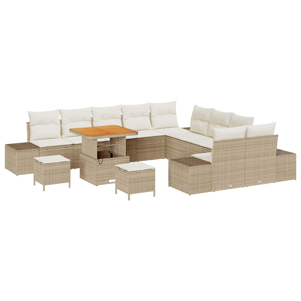 Tuinbankenset met kussen 13 pcs Beige poly rattan is nu te koop bij PeponiXL, paradijselijk wonen!
