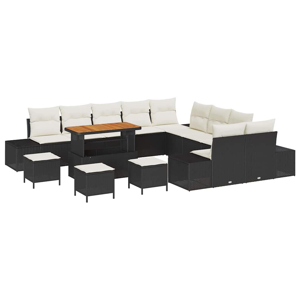 Tuinbankenset met kussen 14 pcs Zwart poly rattan is nu te koop bij PeponiXL, paradijselijk wonen!