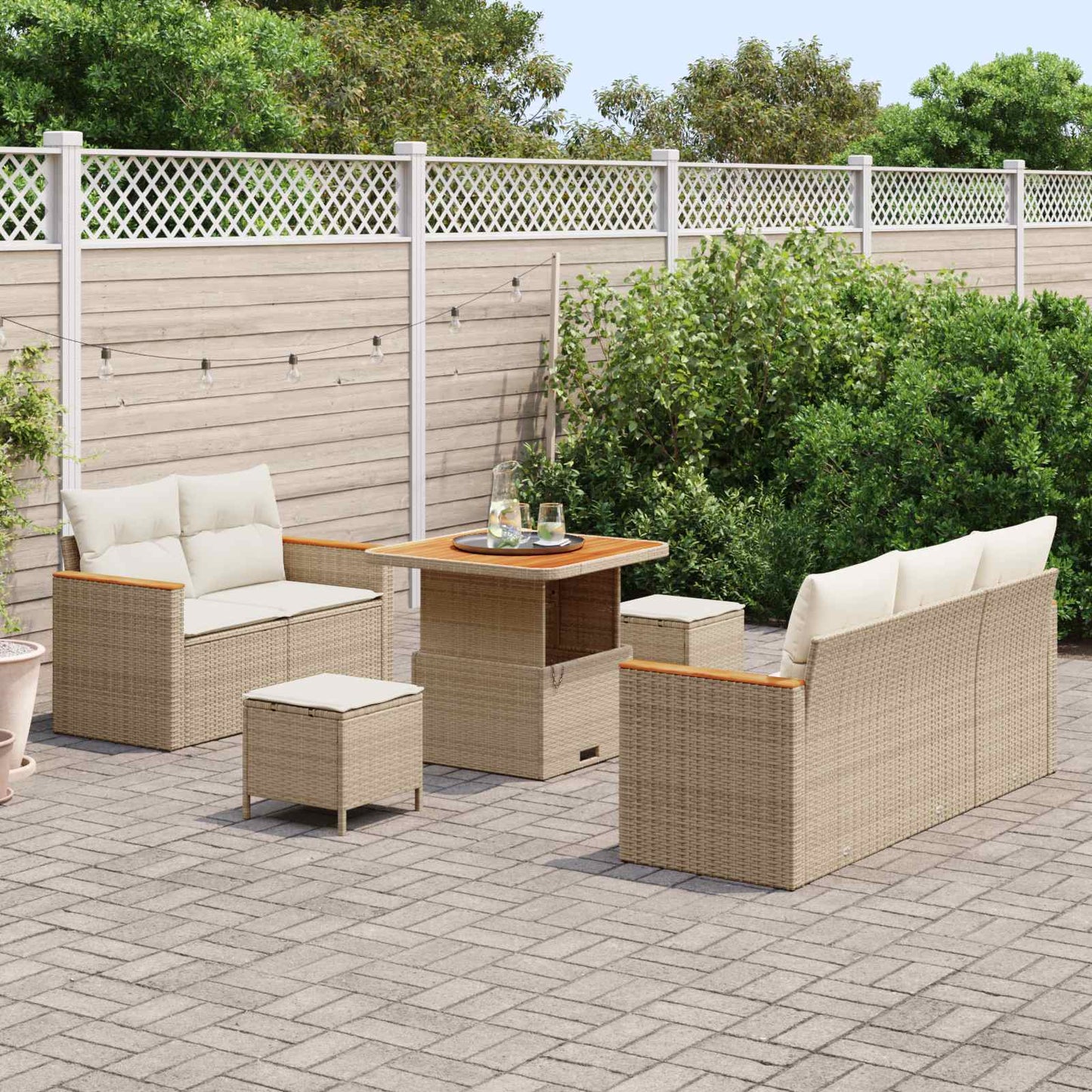Tuinbankenset 8 pcs Beige poly rattan