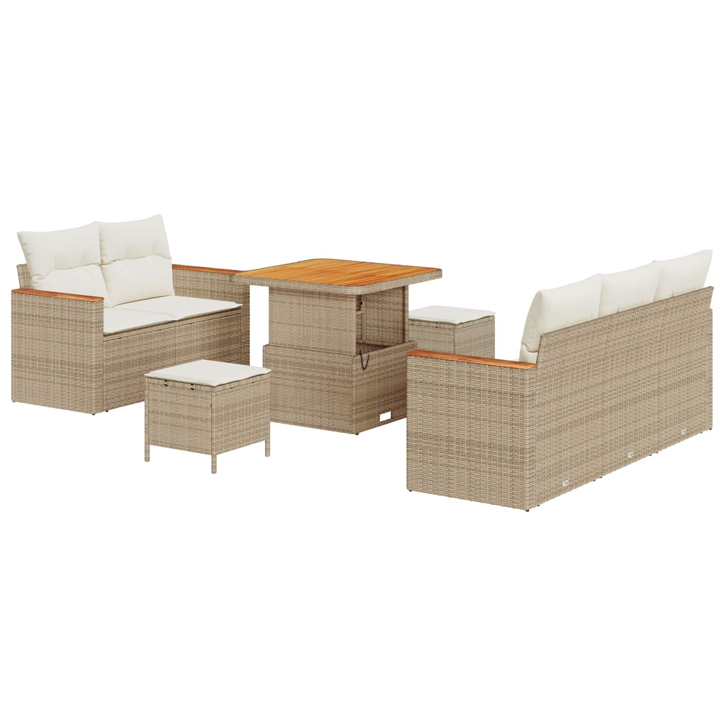 Tuinbankenset 8 pcs Beige poly rattan