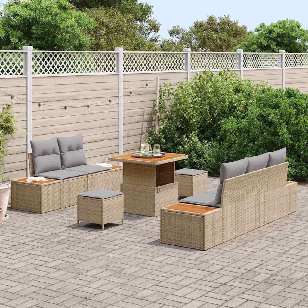 Tuinbankenset 8 pcs Beige poly rattan is nu te koop bij PeponiXL, paradijselijk wonen!