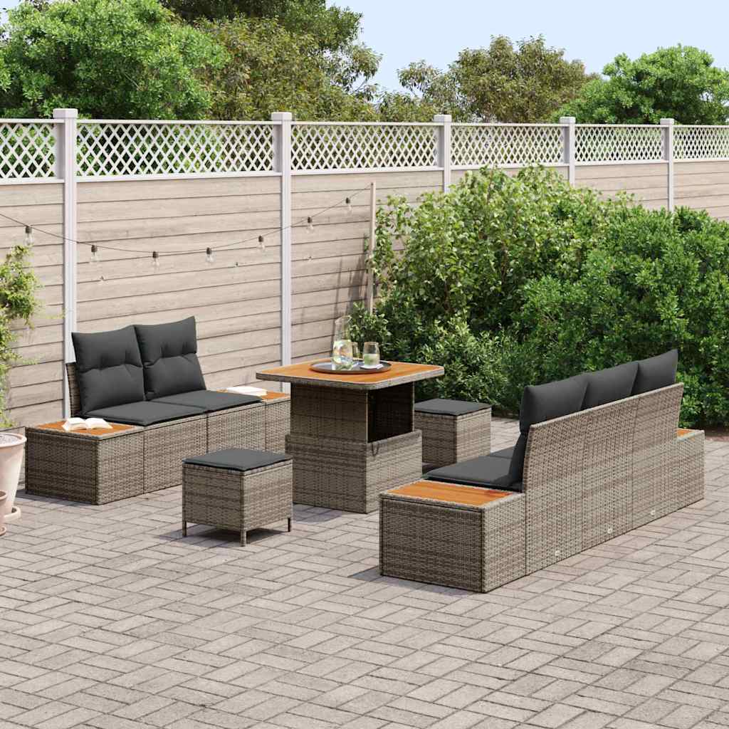 Tuinbankenset 8 pcs Grijs poly rattan is nu te koop bij PeponiXL, paradijselijk wonen!