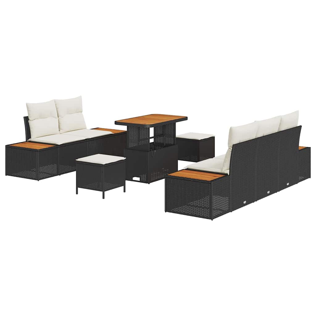 Tuinbankenset 8 pcs Zwart poly rattan is nu te koop bij PeponiXL, paradijselijk wonen!