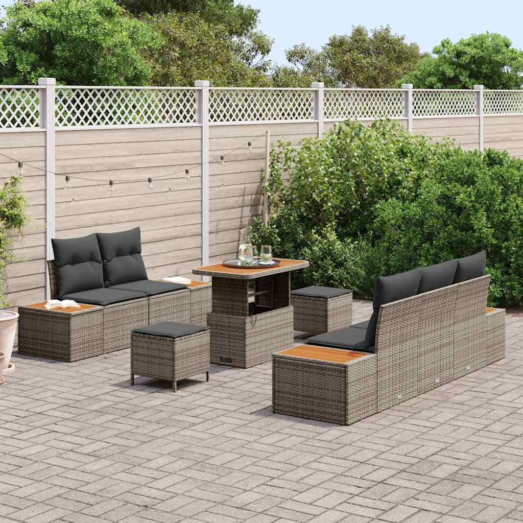 Tuinbankenset 8 pcs Grijs poly rattan is nu te koop bij PeponiXL, paradijselijk wonen!