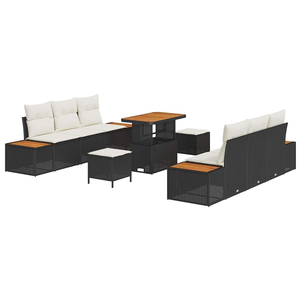 Tuinbankenset 9 pcs Zwart poly rattan is nu te koop bij PeponiXL, paradijselijk wonen!