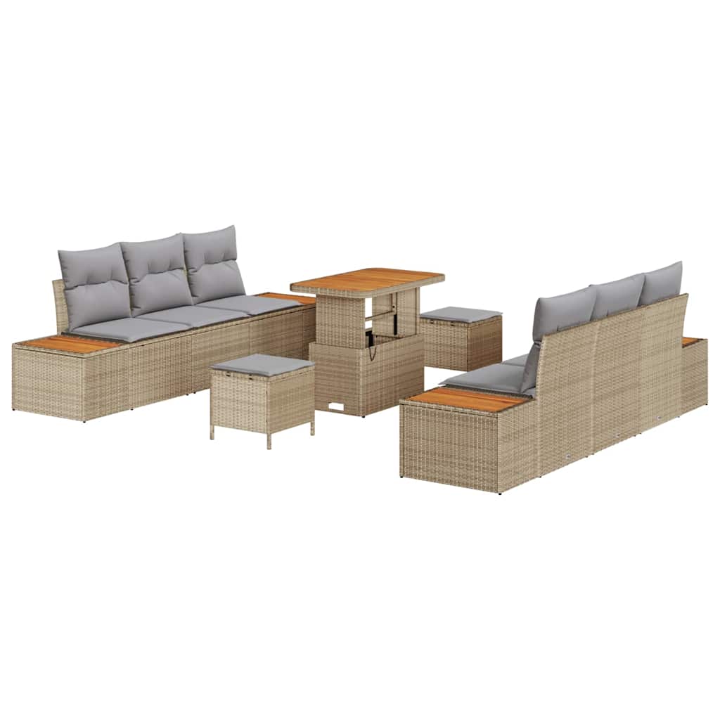 Tuinbankenset 9 pcs Beige poly rattan is nu te koop bij PeponiXL, paradijselijk wonen!