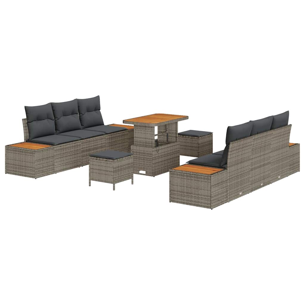 Tuinbankenset 9 pcs Grijs poly rattan is nu te koop bij PeponiXL, paradijselijk wonen!