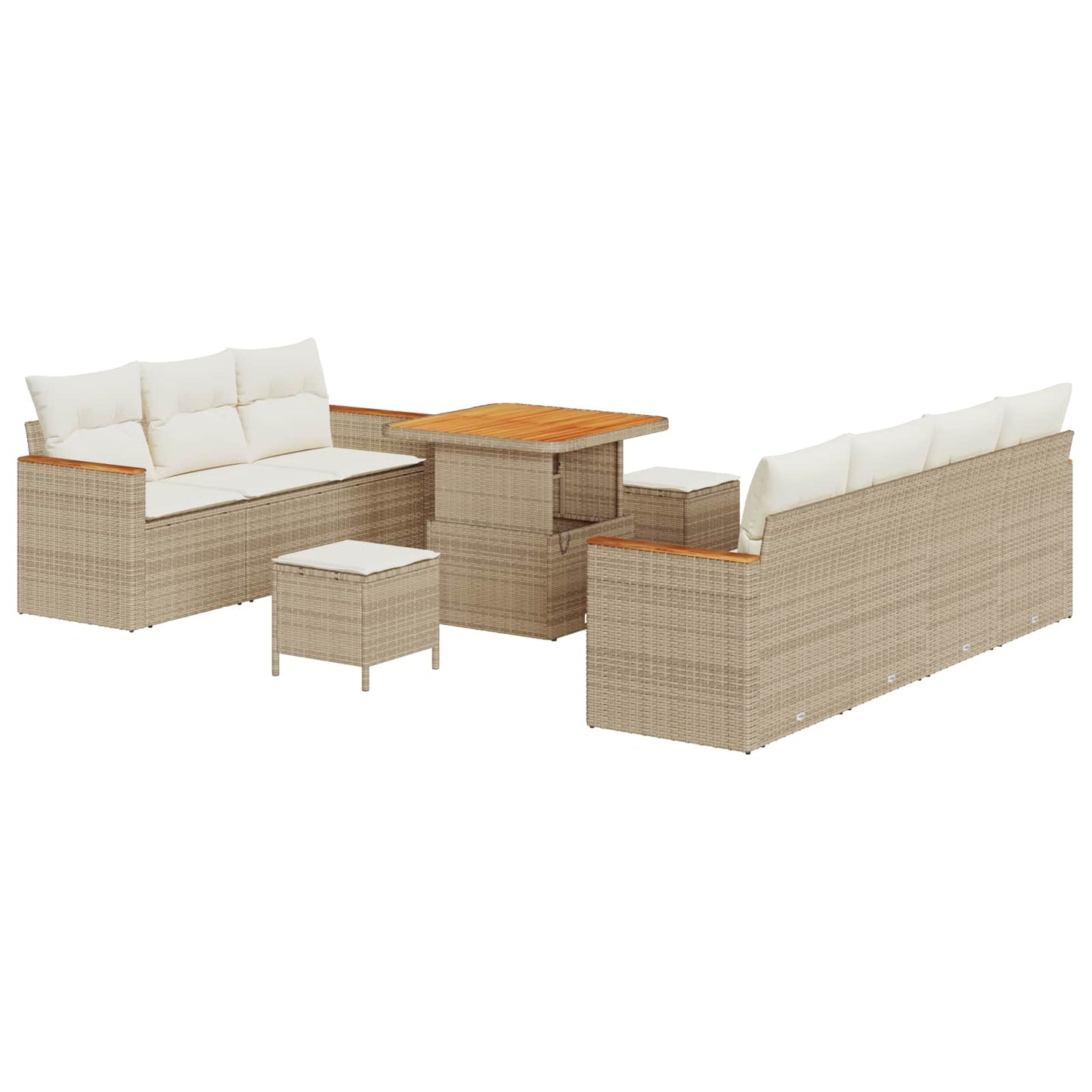 Tuinbankenset 10 pcs Beige poly rattan is nu te koop bij PeponiXL, paradijselijk wonen!