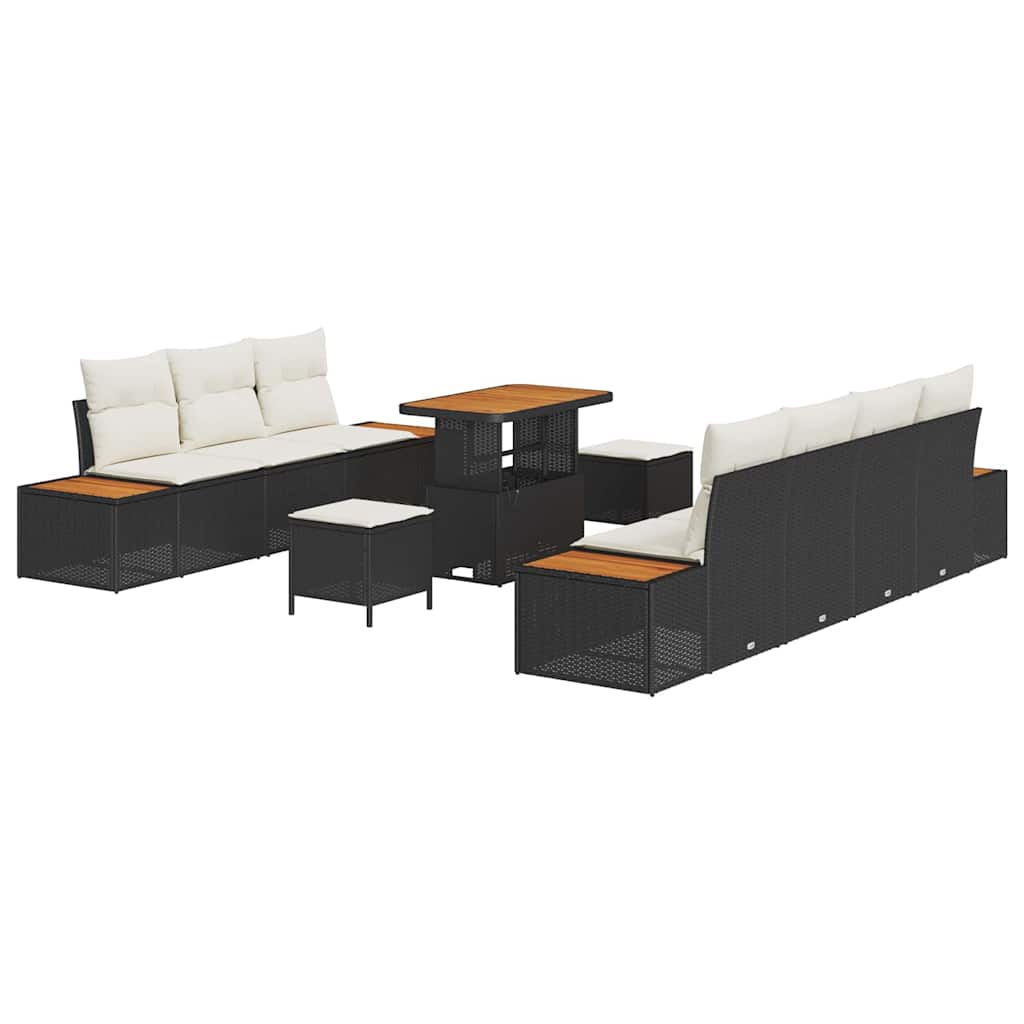 Tuinbankenset 10 pcs Zwart poly rattan is nu te koop bij PeponiXL, paradijselijk wonen!