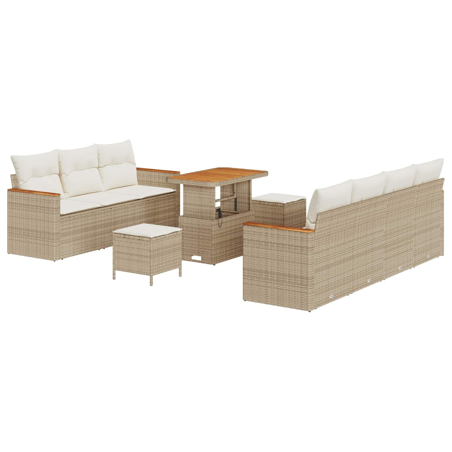 Tuinbankenset 10 pcs Beige poly rattan is nu te koop bij PeponiXL, paradijselijk wonen!