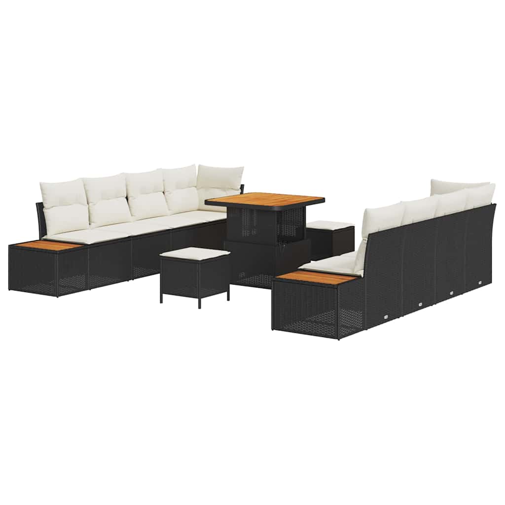 Tuinbankenset 11 pcs Zwart poly rattan is nu te koop bij PeponiXL, paradijselijk wonen!