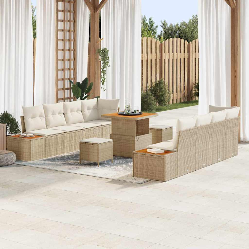 Tuinbankenset 11 pcs Beige poly rattan is nu te koop bij PeponiXL, paradijselijk wonen!