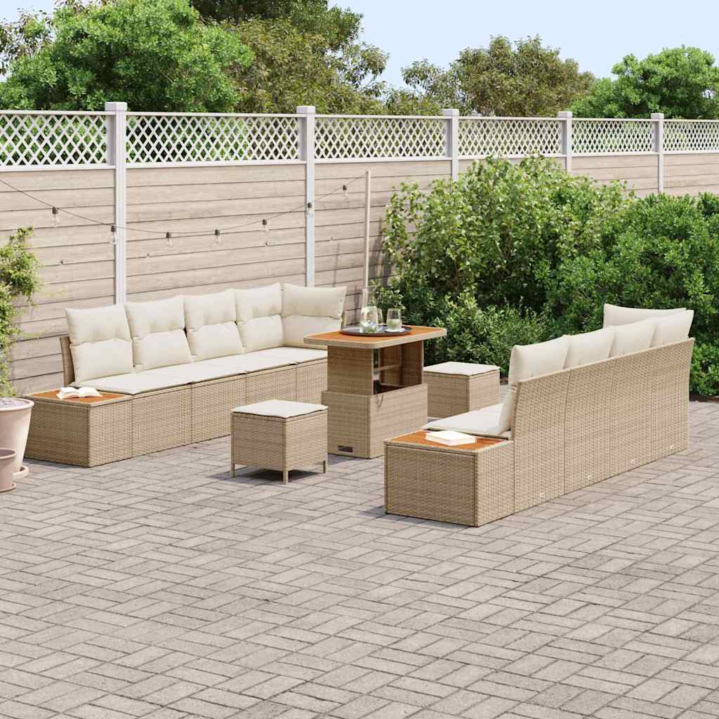 Tuinbankenset 11 pcs Beige poly rattan is nu te koop bij PeponiXL, paradijselijk wonen!