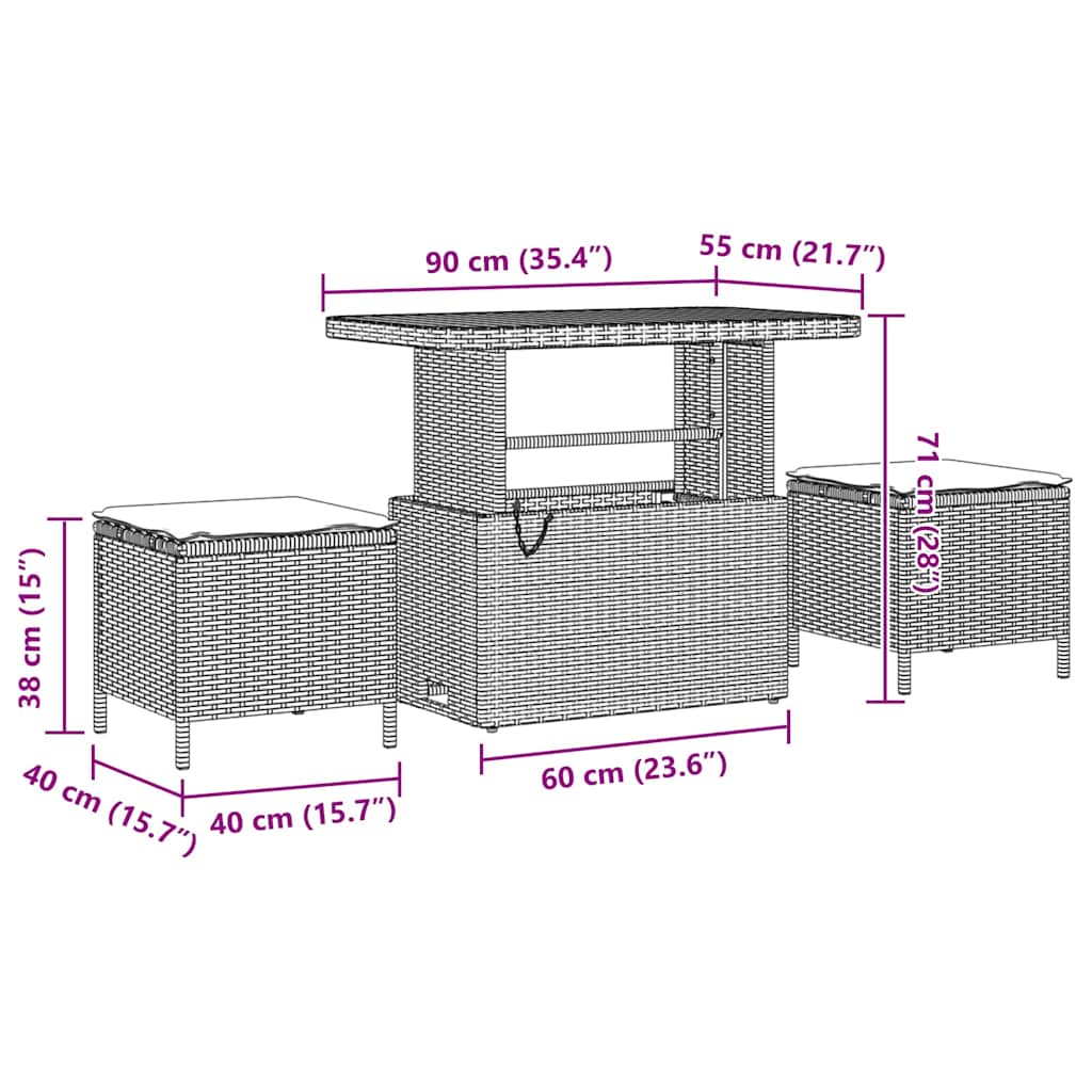 Tuinbankenset 11 pcs Beige poly rattan is nu te koop bij PeponiXL, paradijselijk wonen!