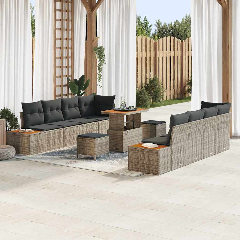 Tuinbankenset 11 pcs Grijs poly rattan is nu te koop bij PeponiXL, paradijselijk wonen!