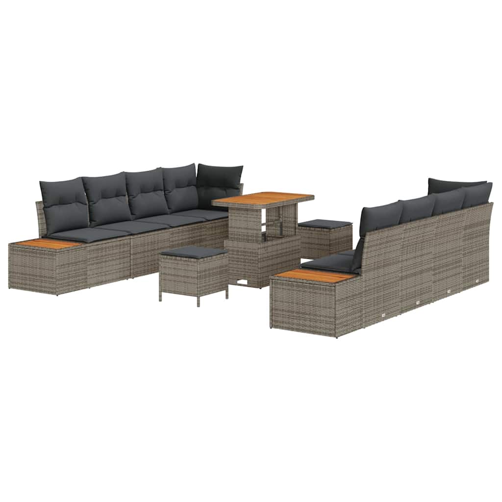 Tuinbankenset 11 pcs Grijs poly rattan is nu te koop bij PeponiXL, paradijselijk wonen!