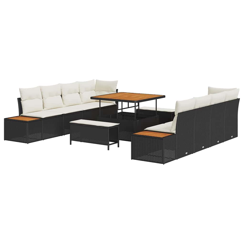 Tuinbankenset 11 pcs Zwart poly rattan is nu te koop bij PeponiXL, paradijselijk wonen!
