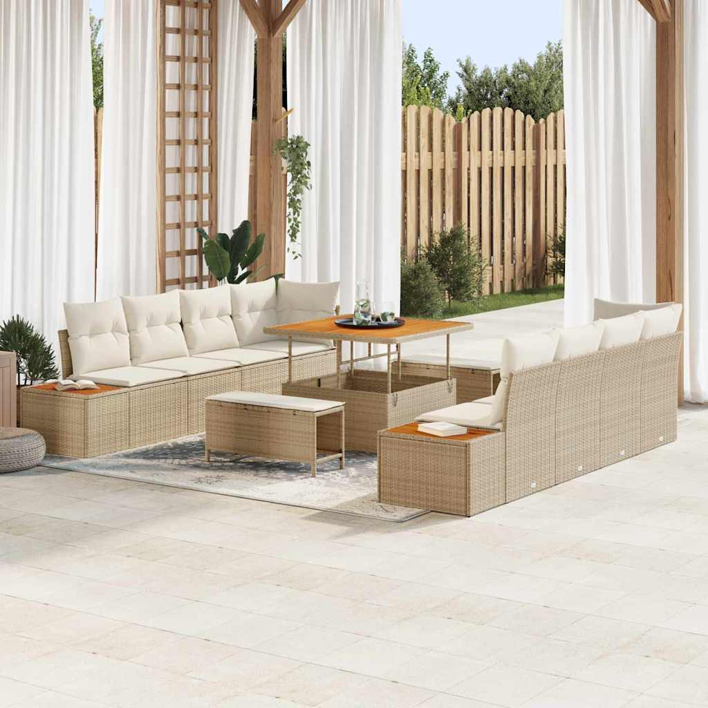Tuinbankenset 11 pcs Beige poly rattan is nu te koop bij PeponiXL, paradijselijk wonen!