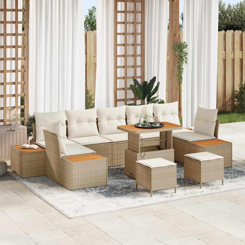 Tuinbankenset 10 pcs Beige poly rattan is nu te koop bij PeponiXL, paradijselijk wonen!