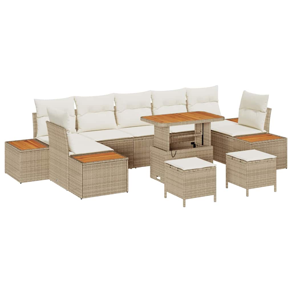 Tuinbankenset 10 pcs Beige poly rattan is nu te koop bij PeponiXL, paradijselijk wonen!
