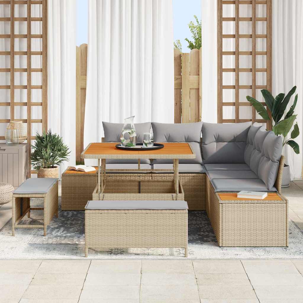 Tuinbankenset 8 pcs Beige poly rattan is nu te koop bij PeponiXL, paradijselijk wonen!