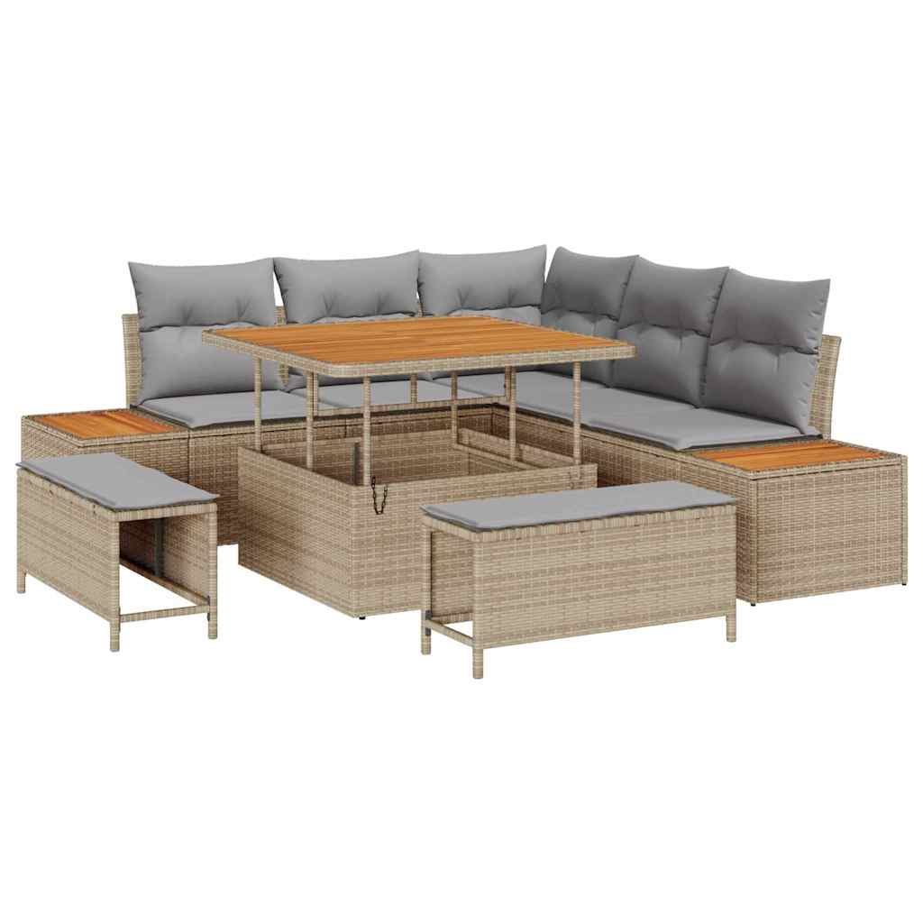 Tuinbankenset 8 pcs Beige poly rattan is nu te koop bij PeponiXL, paradijselijk wonen!