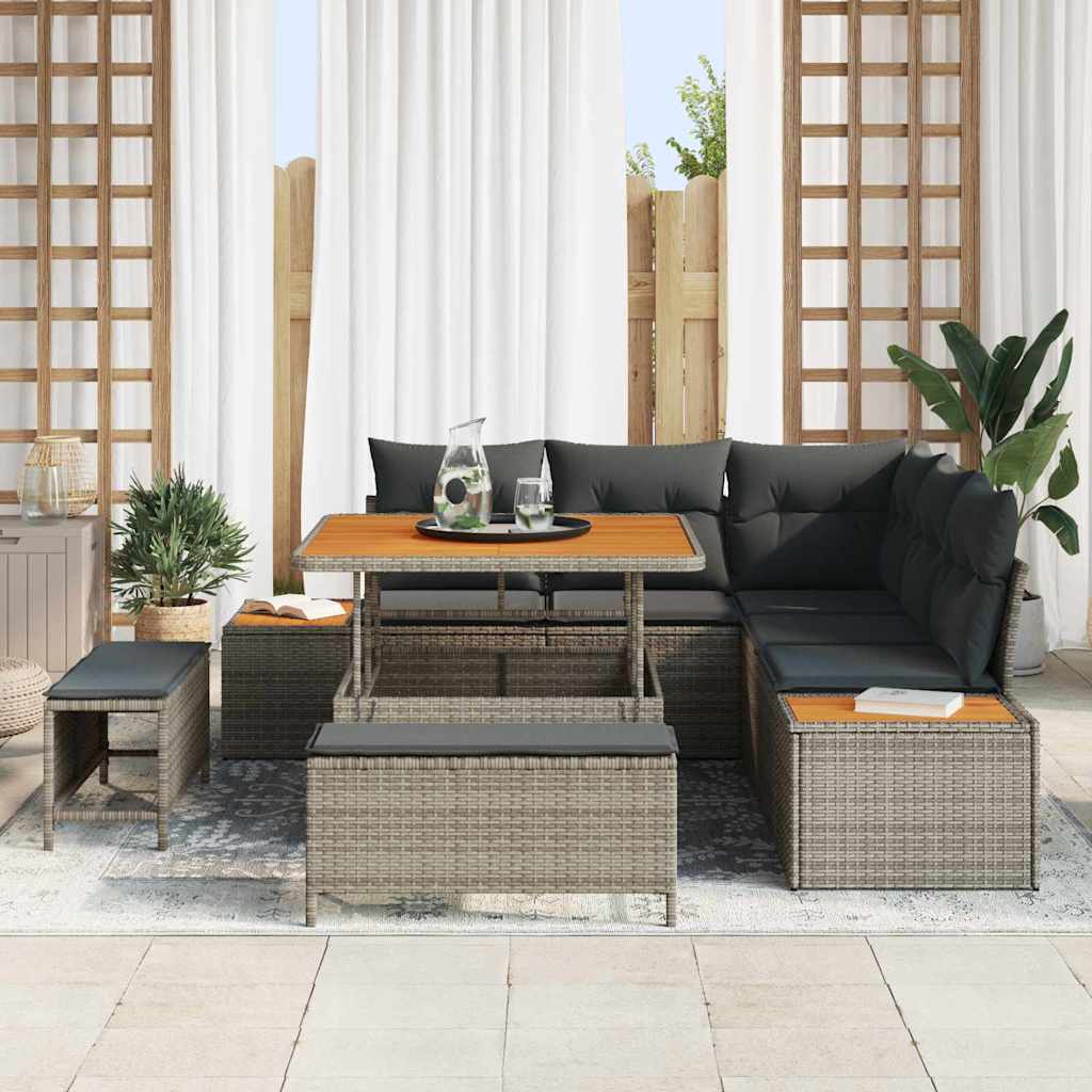 Tuinbankenset 8 pcs Grijs poly rattan is nu te koop bij PeponiXL, paradijselijk wonen!