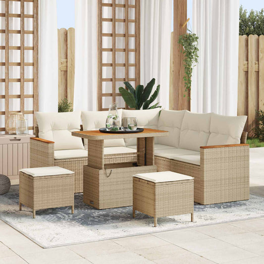 Tuinbankenset 8 pcs Beige poly rattan is nu te koop bij PeponiXL, paradijselijk wonen!