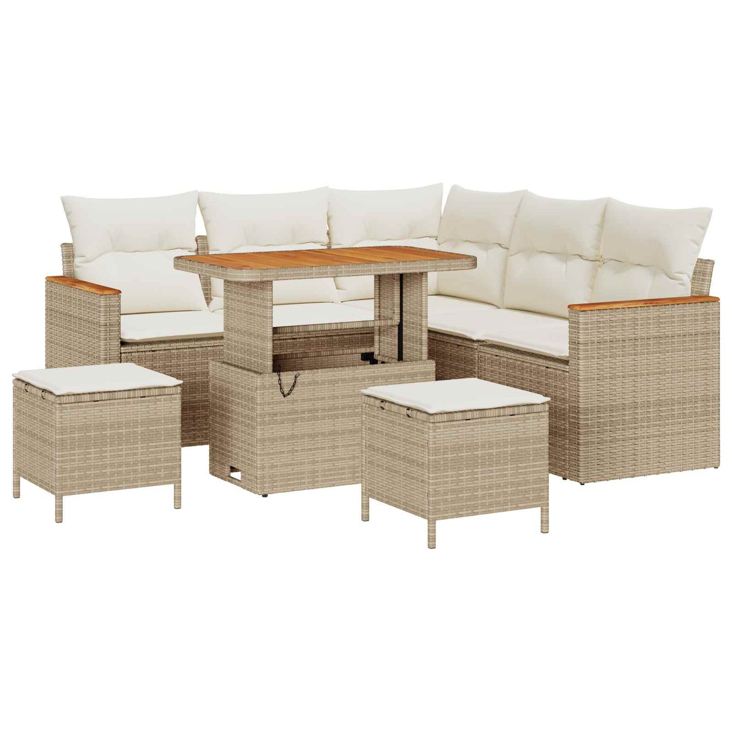 Tuinbankenset 8 pcs Beige poly rattan