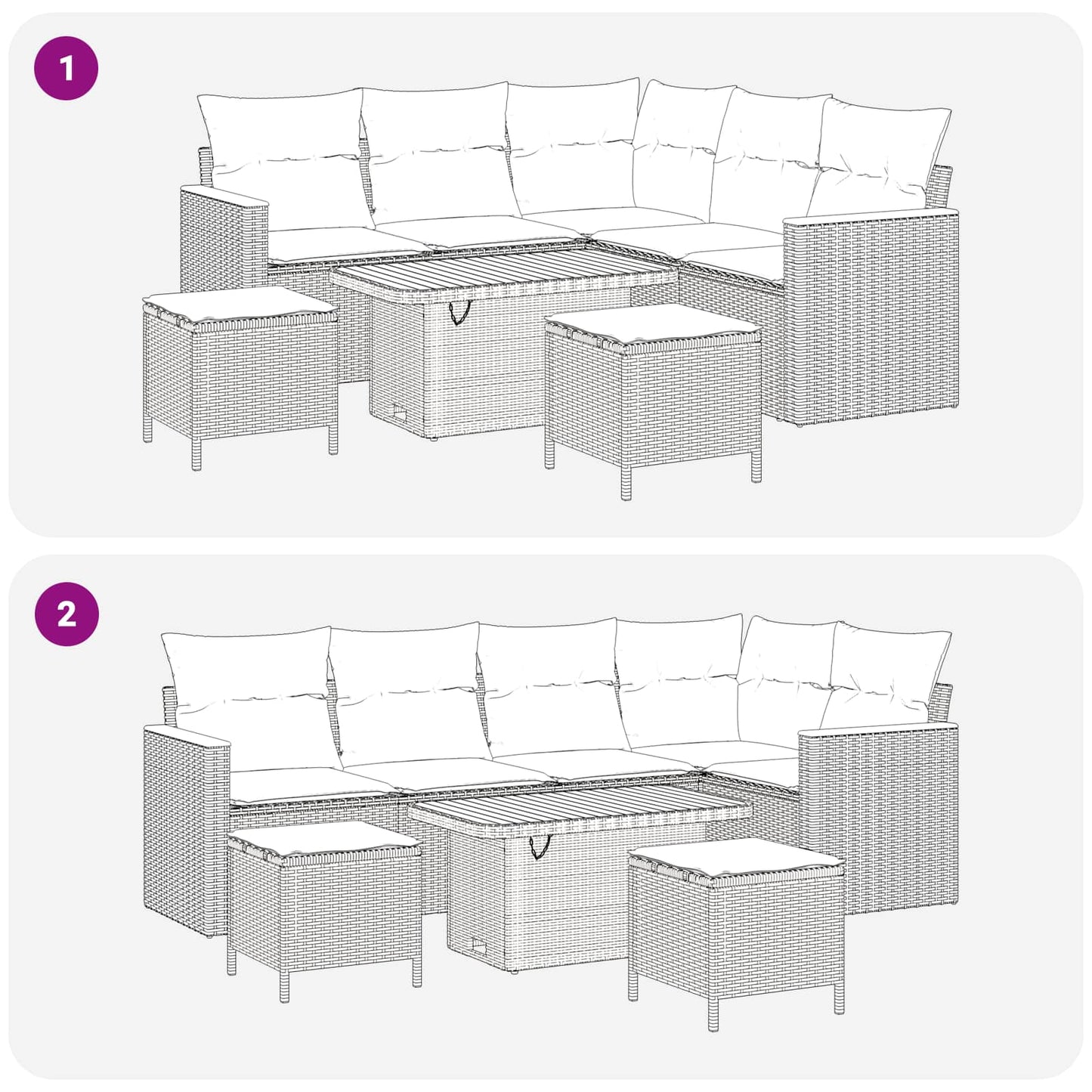 Tuinbankenset 8 pcs Beige poly rattan