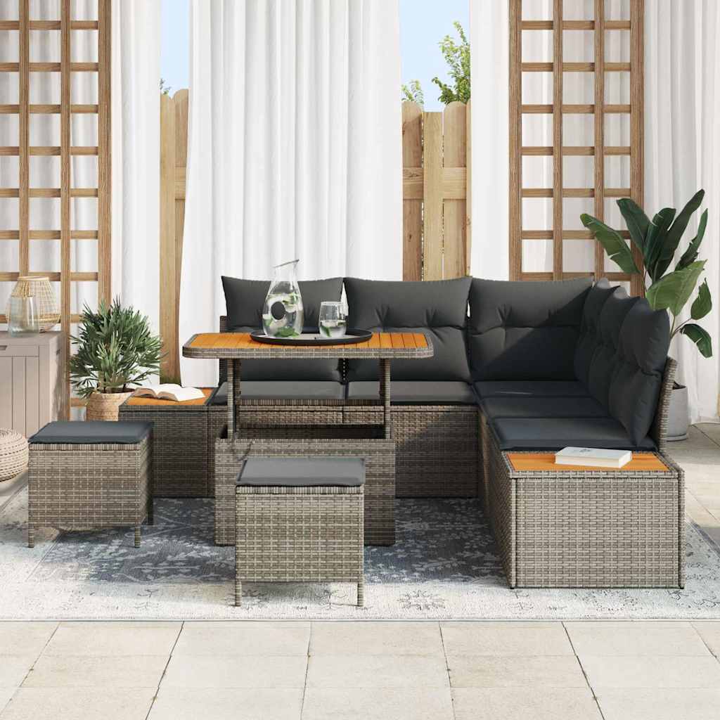 Tuinbankenset 8 pcs Grijs poly rattan is nu te koop bij PeponiXL, paradijselijk wonen!