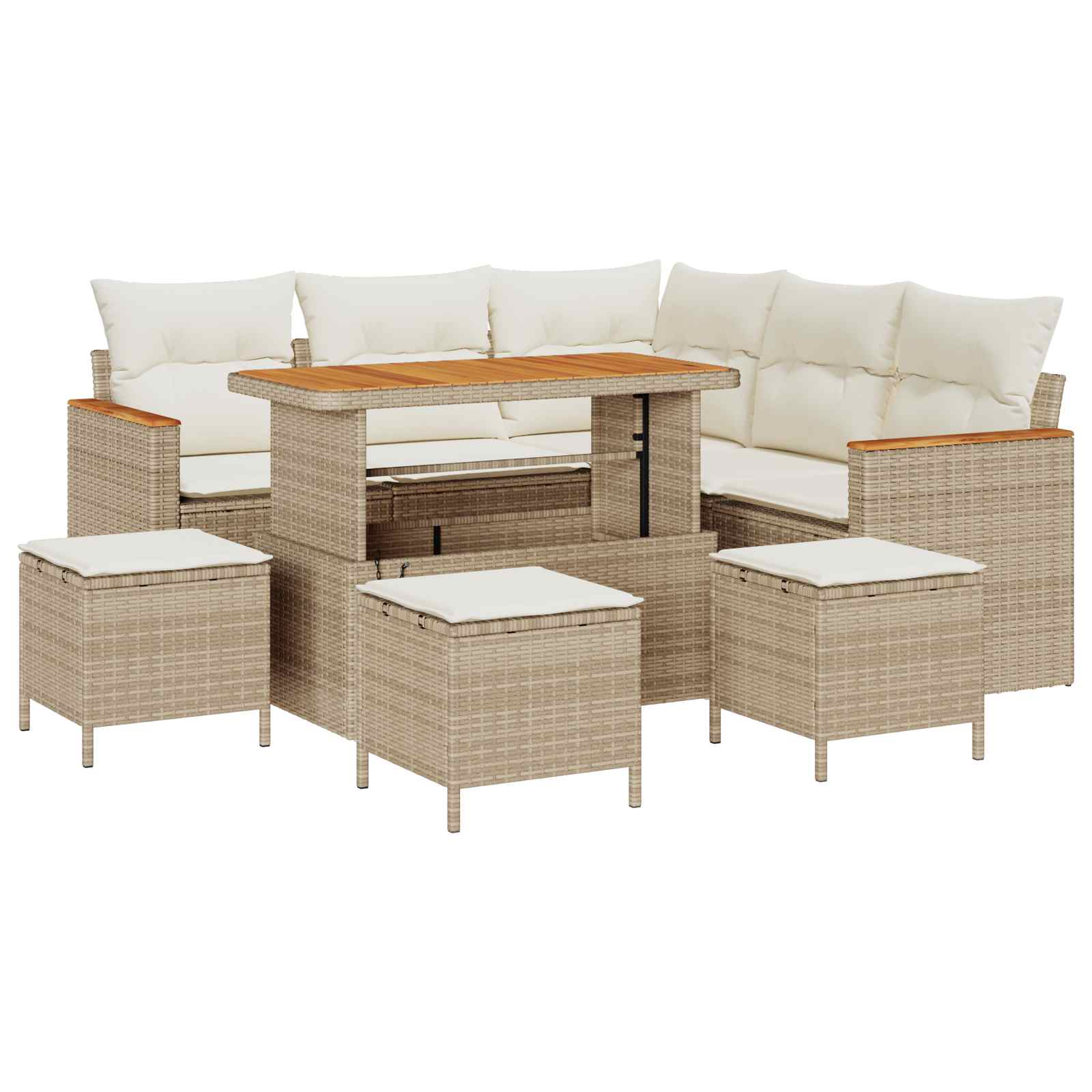 Tuinbankenset 9 pcs Beige poly rattan is nu te koop bij PeponiXL, paradijselijk wonen!