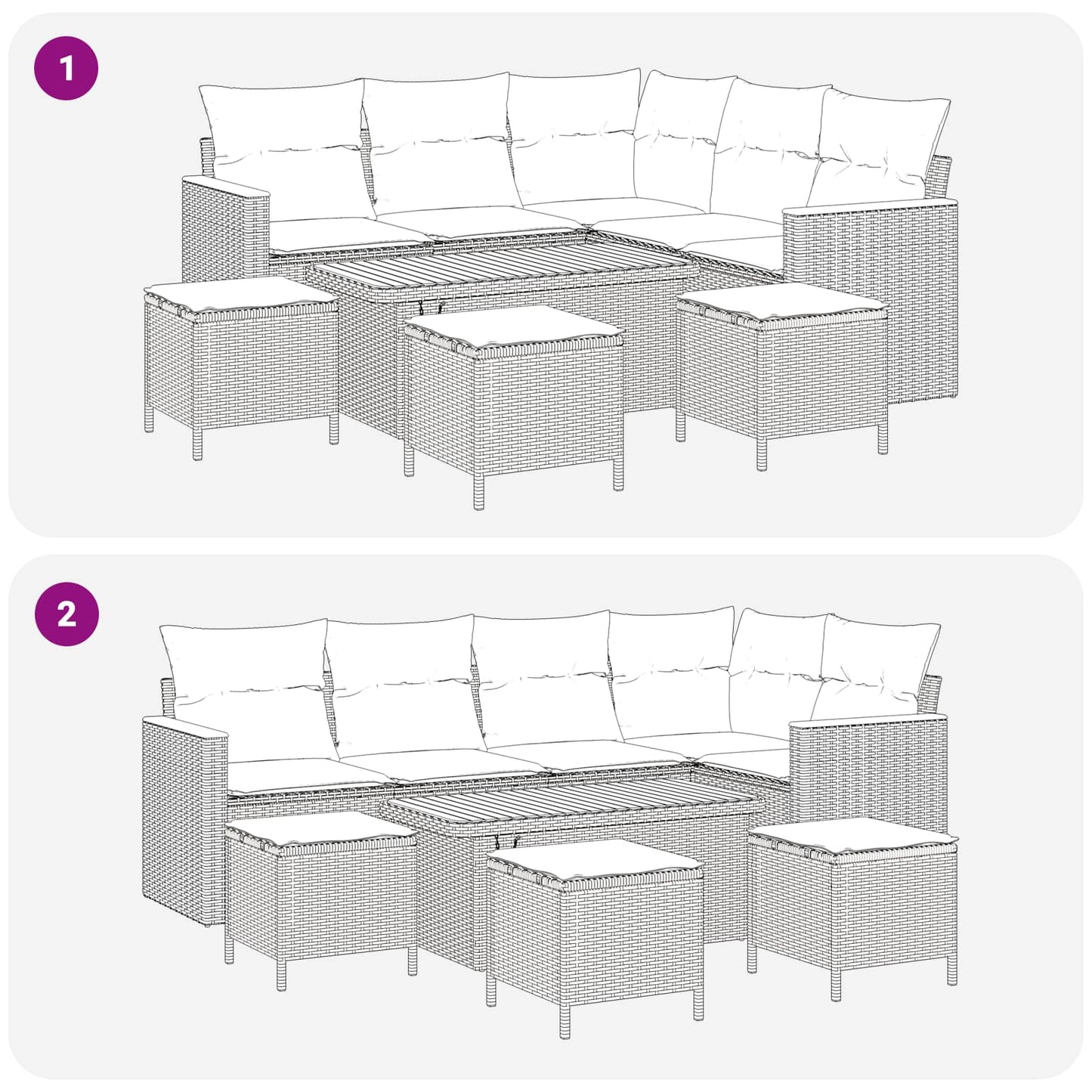 Tuinbankenset 9 pcs Beige poly rattan is nu te koop bij PeponiXL, paradijselijk wonen!