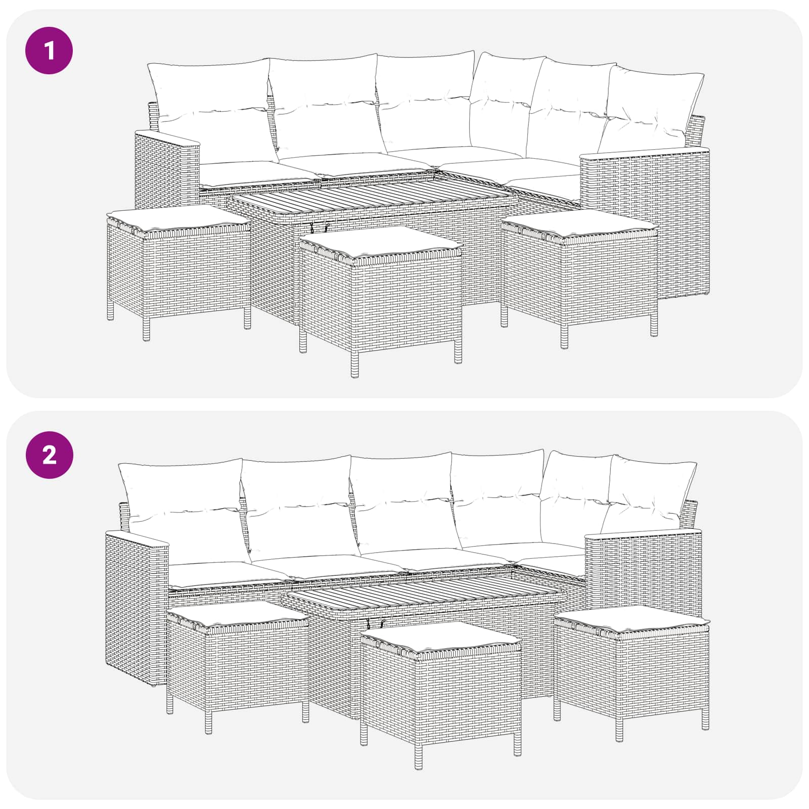 Tuinbankenset 9 pcs Beige poly rattan is nu te koop bij PeponiXL, paradijselijk wonen!