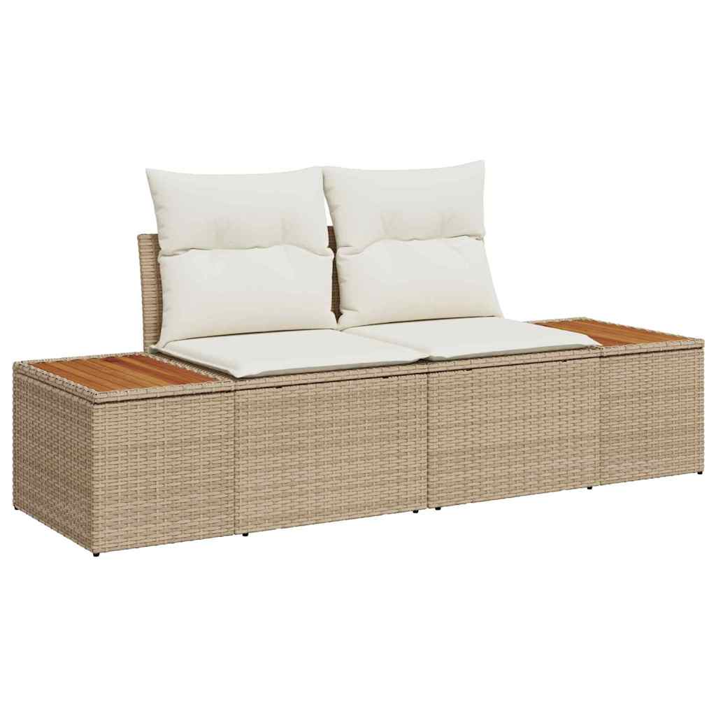 Tuinbankenset 9 pcs Beige poly rattan is nu te koop bij PeponiXL, paradijselijk wonen!