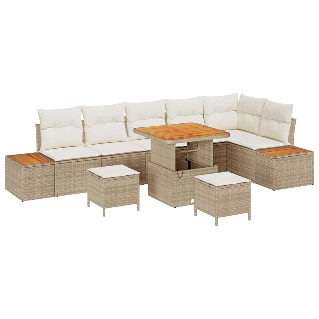Tuinbankenset 9 pcs Beige poly rattan is nu te koop bij PeponiXL, paradijselijk wonen!